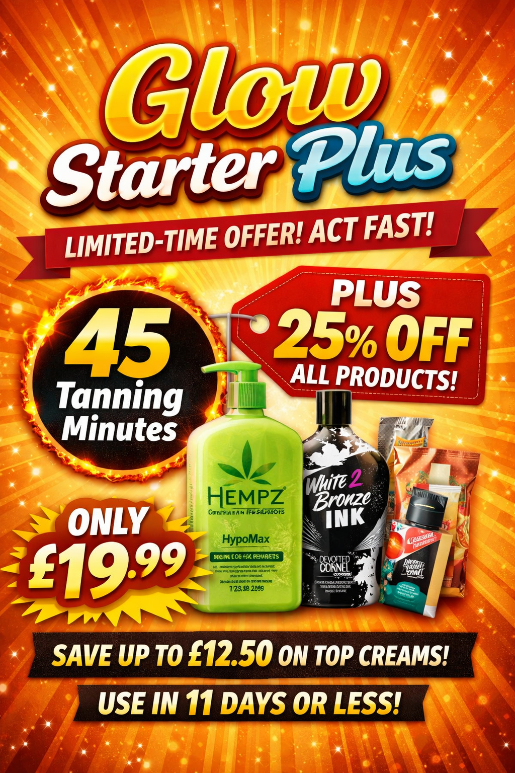 π₯ Glow Starter Plus β 45 Minutes + 25% OFF Products β Β£19.99